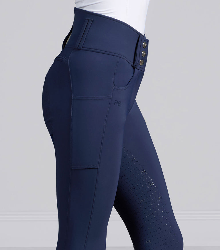 PE Coco II Ladies Gel Full Seat Riding Breeches, high waisted, phone pocket (Grey, navy or walnut)
