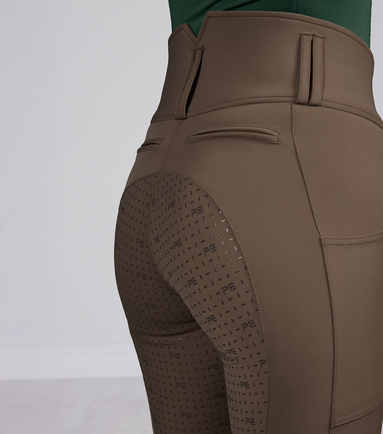 PE Coco II Ladies Gel Full Seat Riding Breeches, high waisted, phone pocket (Grey, navy or walnut)