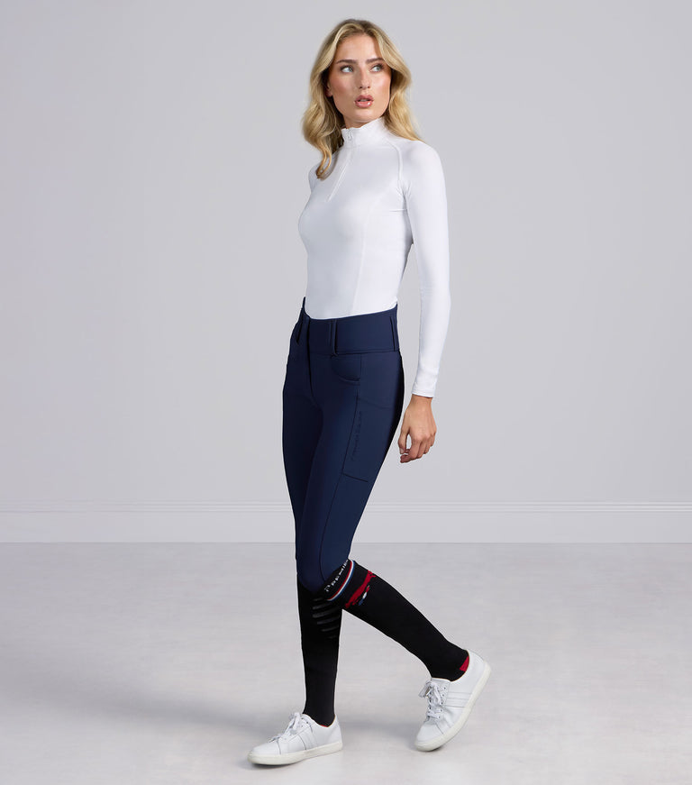 PE Coco II Ladies Gel Full Seat Riding Breeches, high waisted, phone pocket (Grey, navy or walnut)
