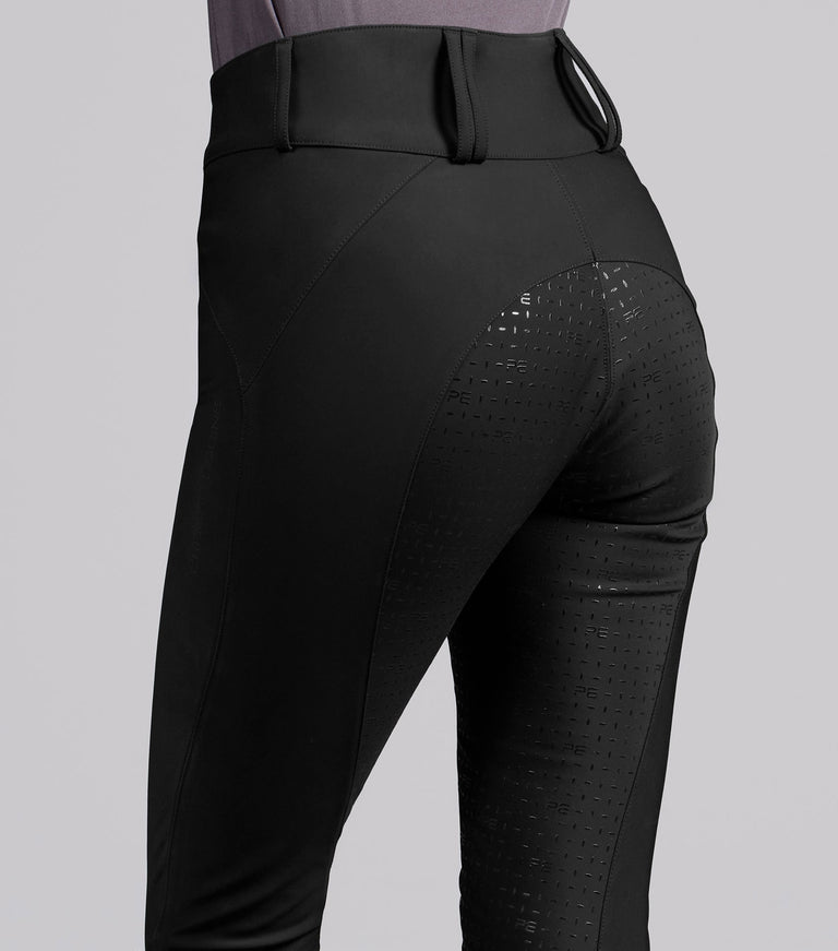 Premier Equine Amnis Womens Waterproof Gel Full Seat Riding Breeches, Black (High Rise)