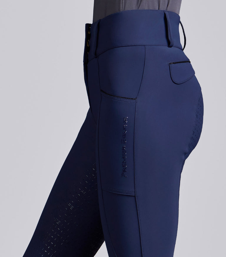 Premier Equine Sassari Womens Gel Full Seat Riding Breeches - Navy (High Rise)