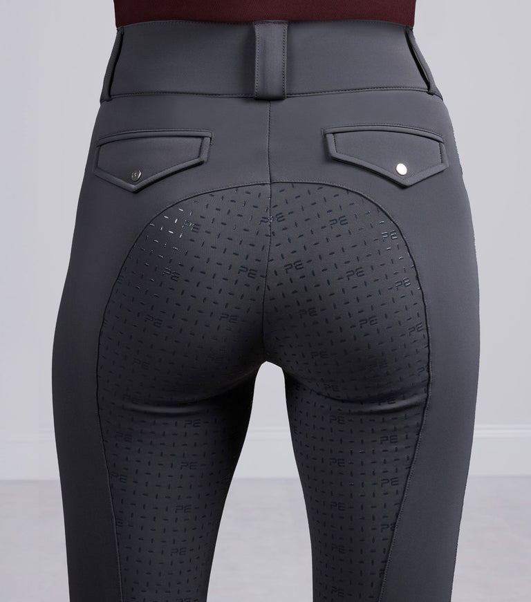 Premier Equine Torino II Women's Gel Full Seat Riding Breeches - Grey (High Rise)