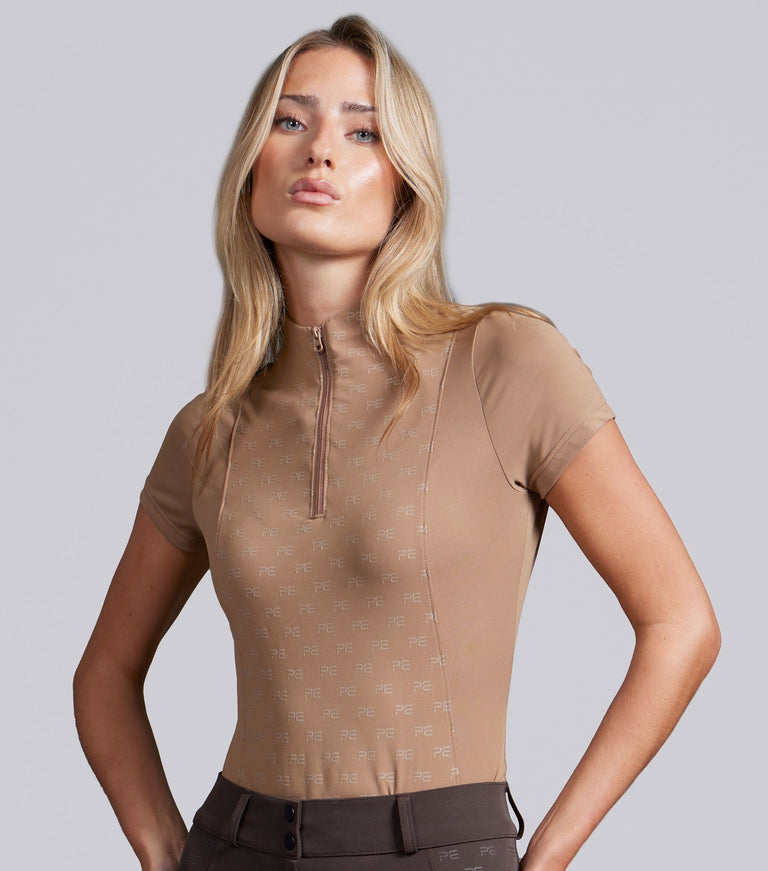 Premier Equine Valerius Womens Short Sleeve Top -  Latte