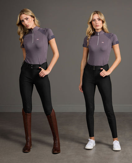 Premier Equine Amnis Womens Waterproof Gel Full Seat Riding Breeches, Black (High Rise)