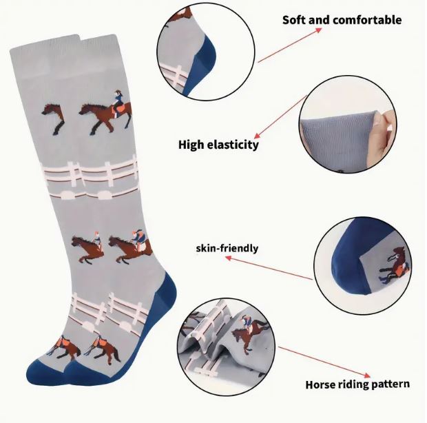 ETS Long riding socks with horsey print - 3 pairs