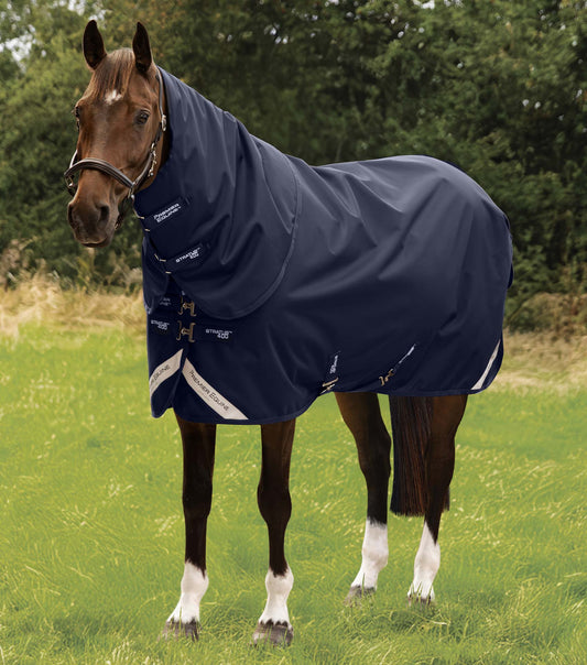 Description:Stratus 1200 Series 400g Turnout Rug with Classic Neck Cover_Colour:Navy_Position:1