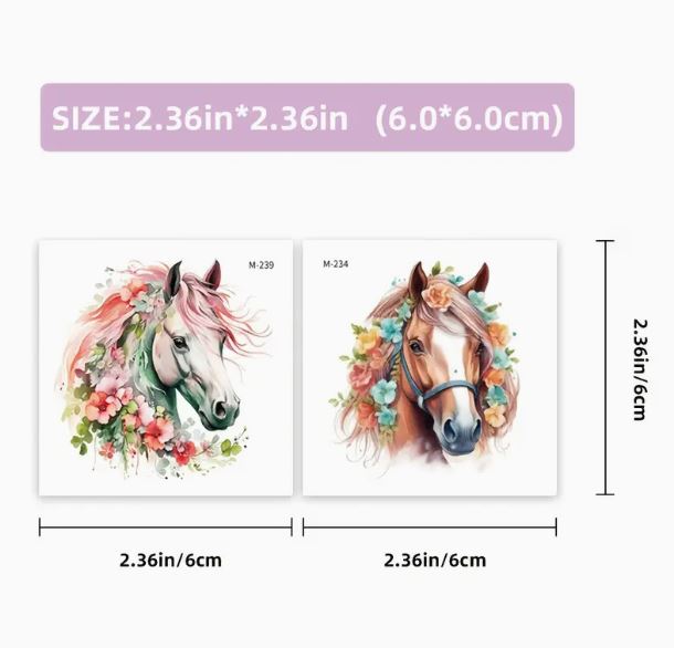 Temporary tattoos - colourful horses