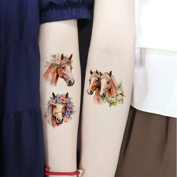 Temporary tattoos - colourful horses