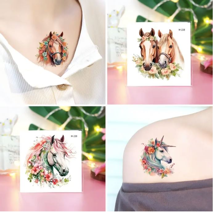 Temporary tattoos - colourful horses