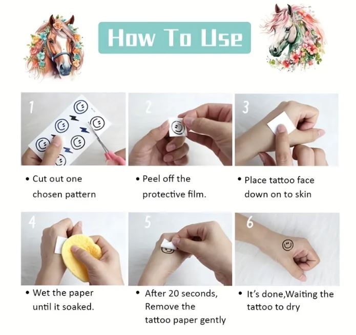 Temporary tattoos - colourful horses