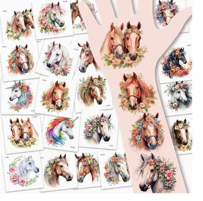 Temporary tattoos - colourful horses