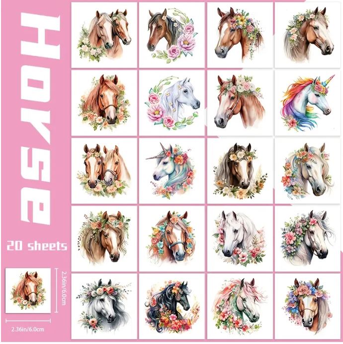 Temporary tattoos - colourful horses