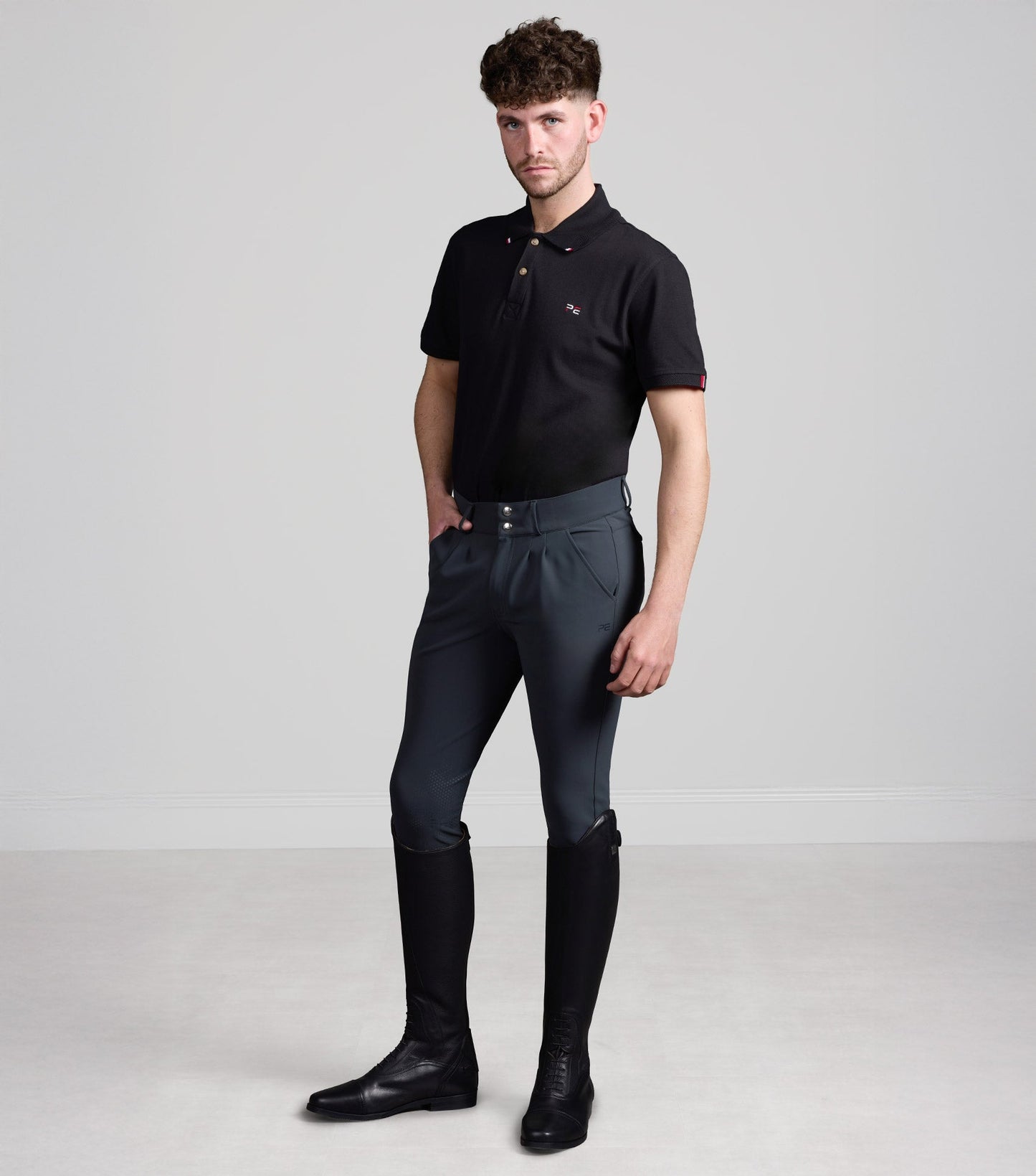 Premier Equine Verismo men's knee-grip riding breeches in anthracite