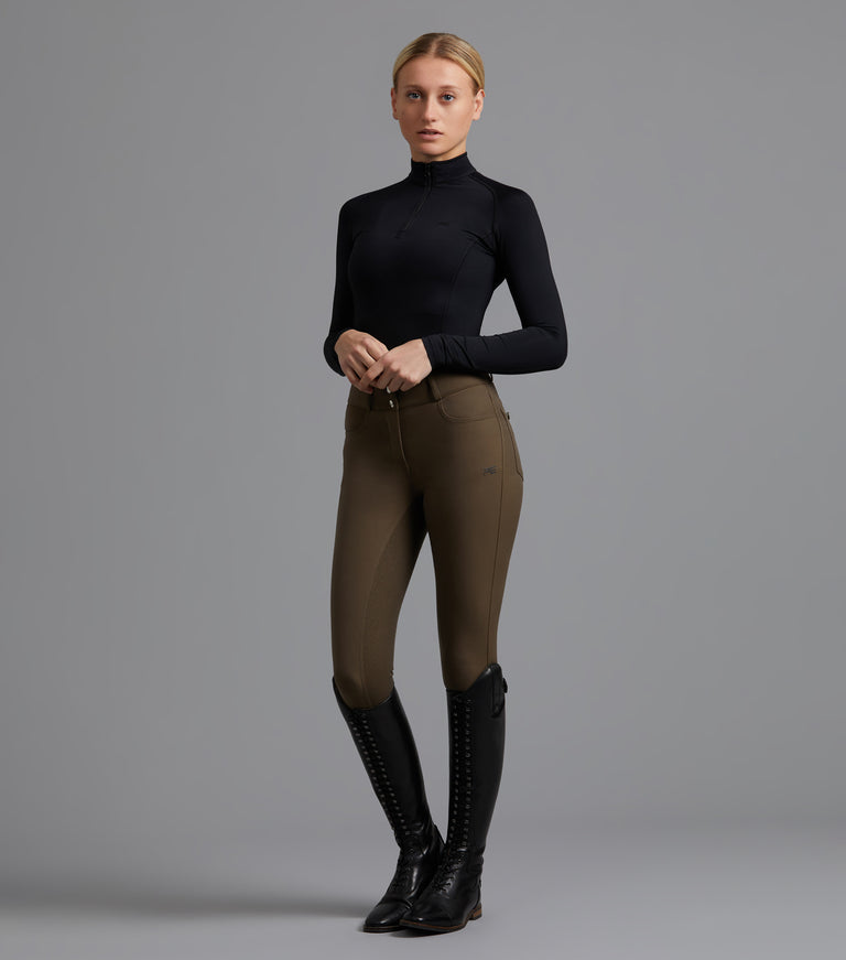 Premier Equine Virtue Ladies Full Seat Gel Riding Breeches (High Waisted) - black, navy, grey, olive, walnut