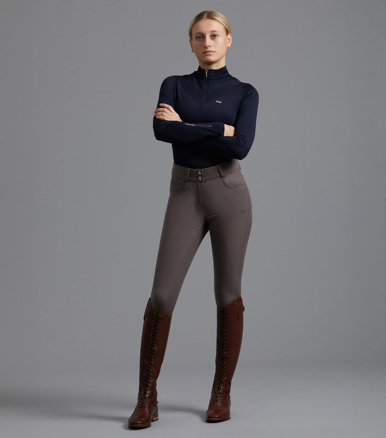 Premier Equine Virtue Ladies Full Seat Gel Riding Breeches (High Waisted) - black, navy, grey, olive, walnut