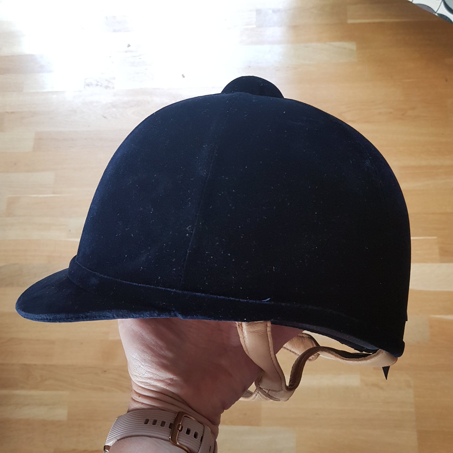 Charles Owen navy velvet Fian helmet,  size 56 - Robyn's Tack Room 