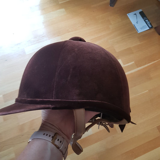 Charles Owen brown velvet Fian helmet,  size 59 - Robyn's Tack Room 