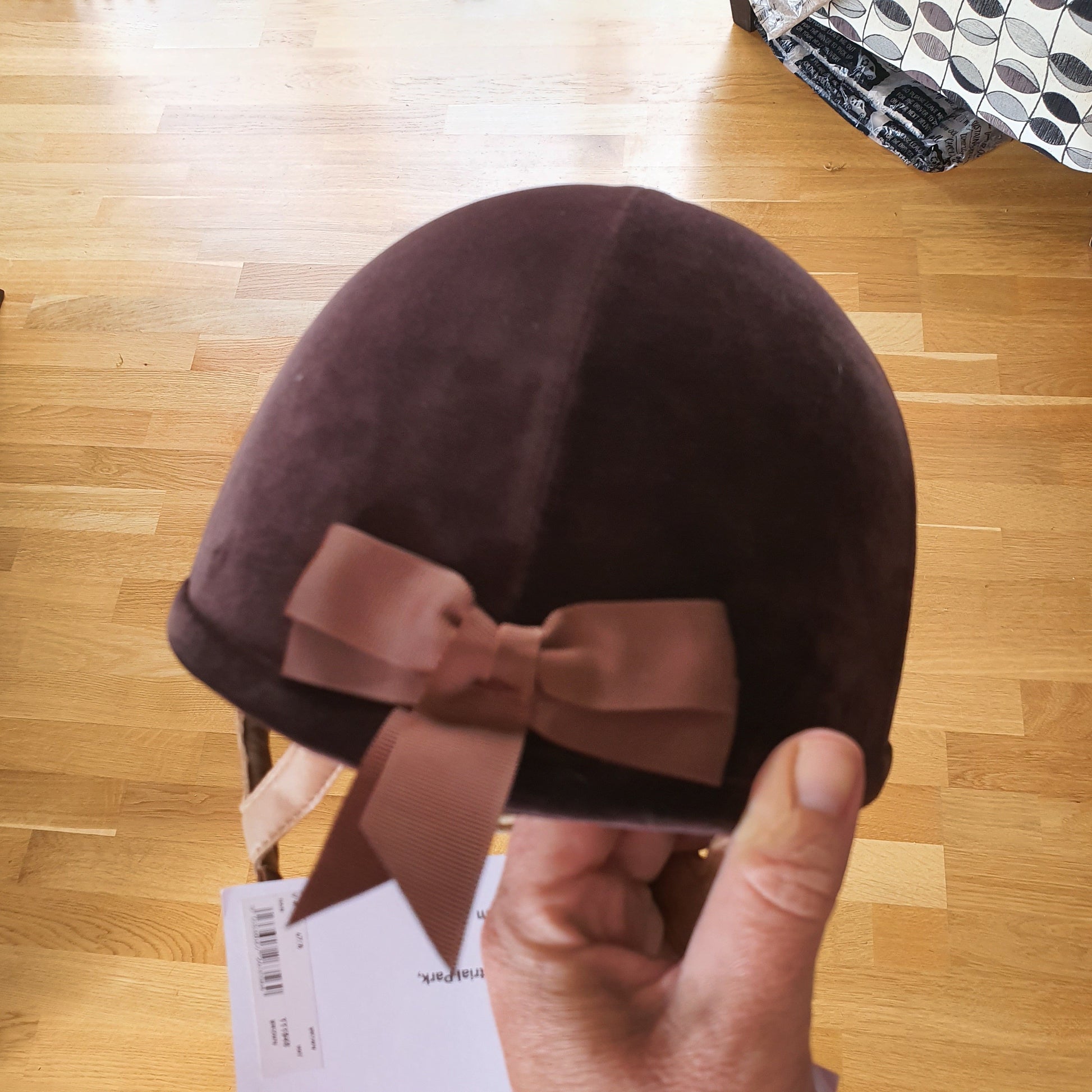 Charles Owen brown velvet Fian helmet,  size 58, brand new! - Robyn's Tack Room 