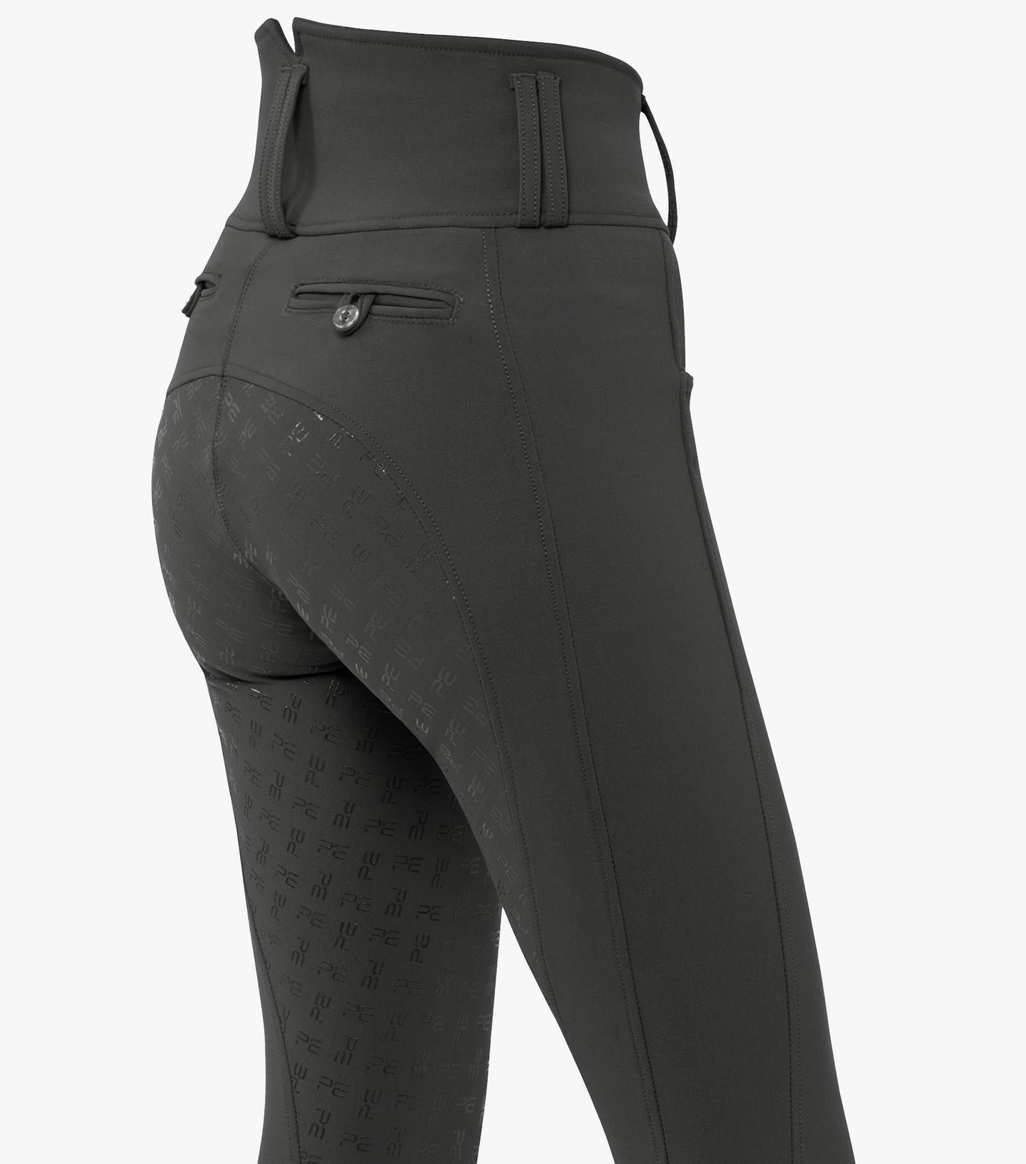 Premier Equine Coco II Ladies Gel Full Seat Riding Breeches, high waisted - grey and navy