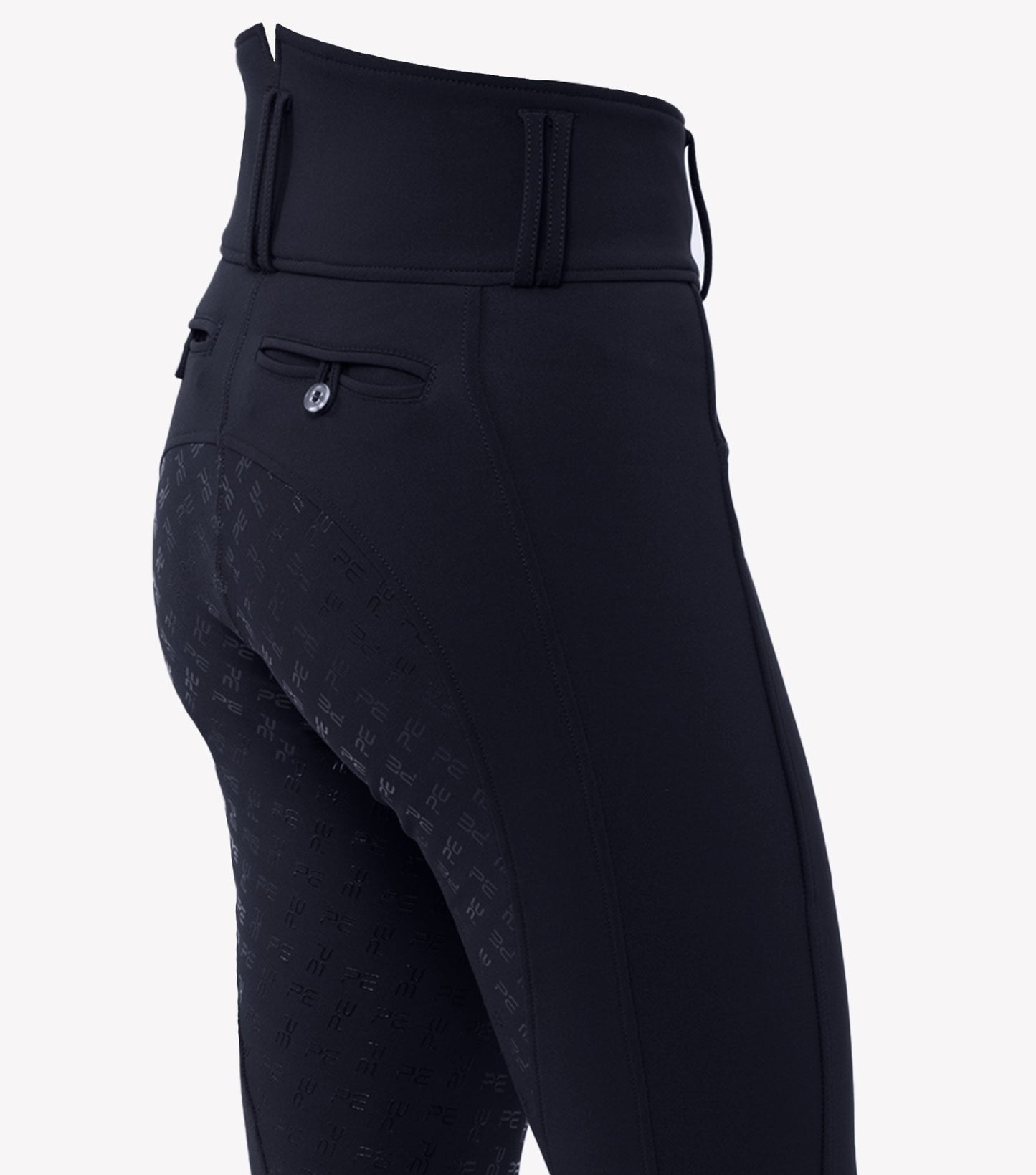 Premier Equine Coco II Ladies Gel Full Seat Riding Breeches, high waisted - grey and navy