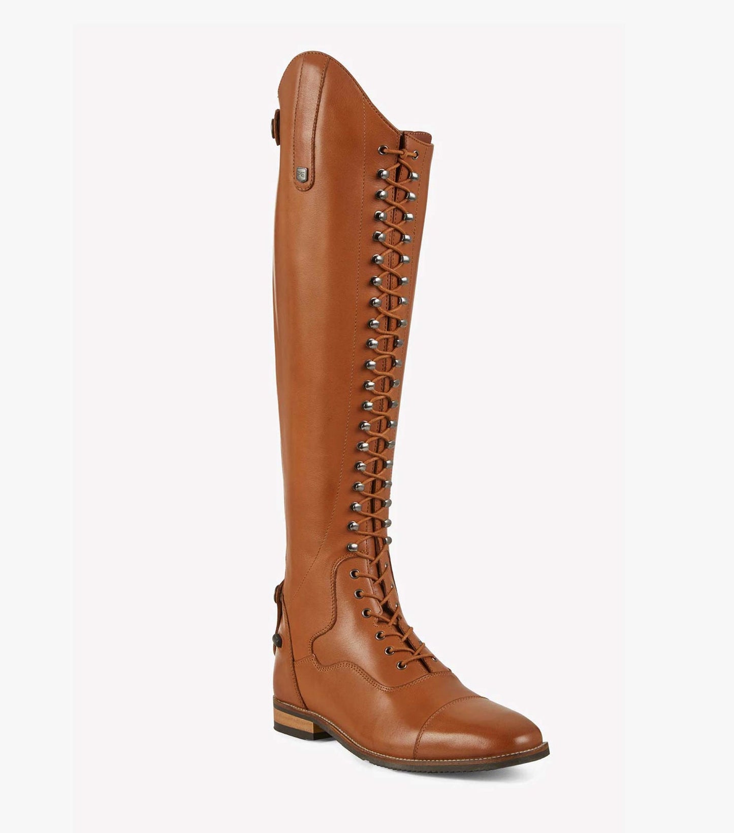 Premier Equine Maurizia Ladies Lace Front Tall Leather Riding Boots - Cognac