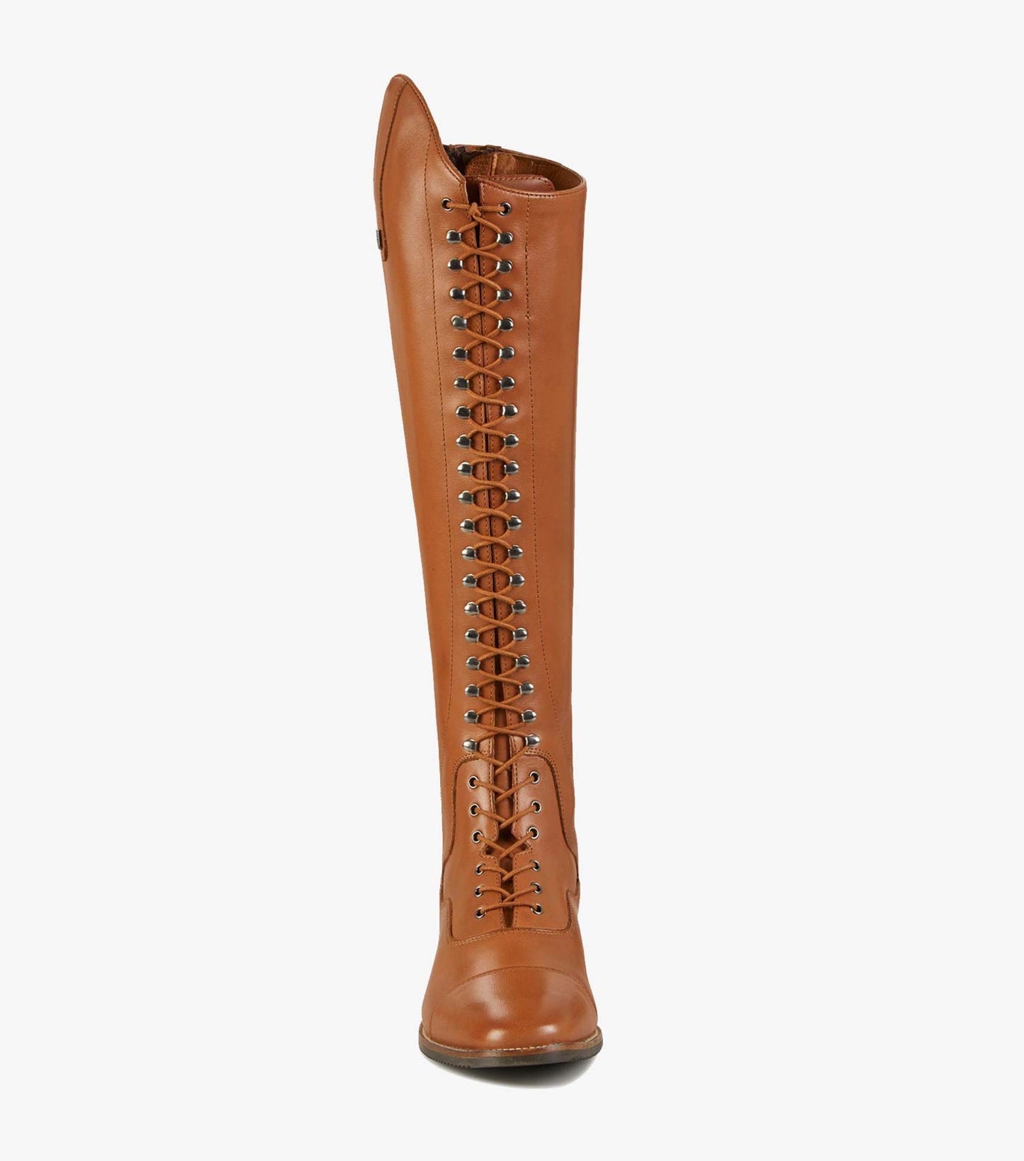 Premier Equine Maurizia Ladies Lace Front Tall Leather Riding Boots - Cognac