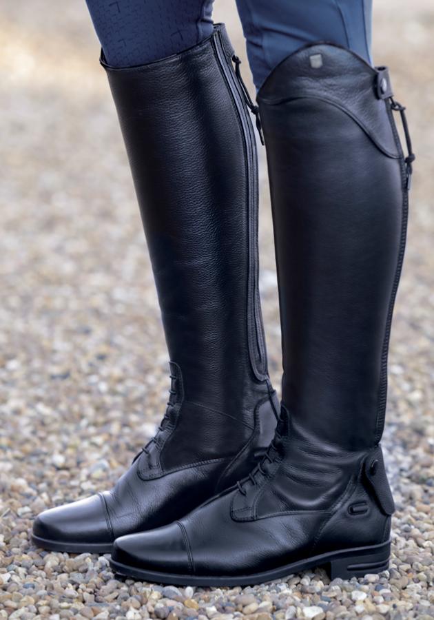 Blue leather 2024 riding boots