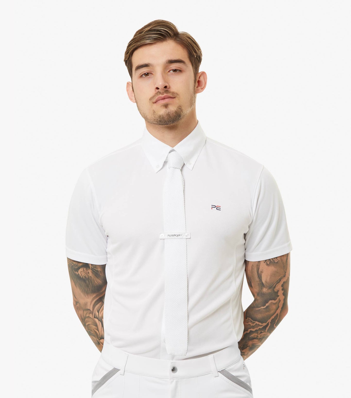 Premier Equine Antonio Men's Short Sleeve Show Shirt (White)