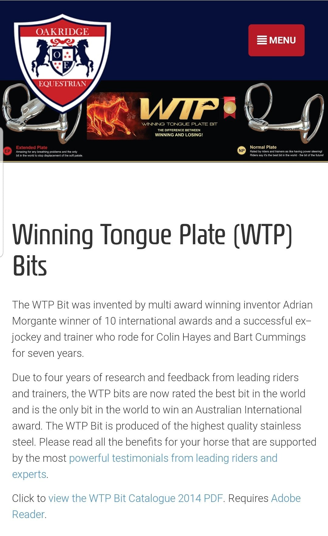 Winning Tongue Plate (WTP) locking eggbutt bit 5" - Robyn's Tack Room 