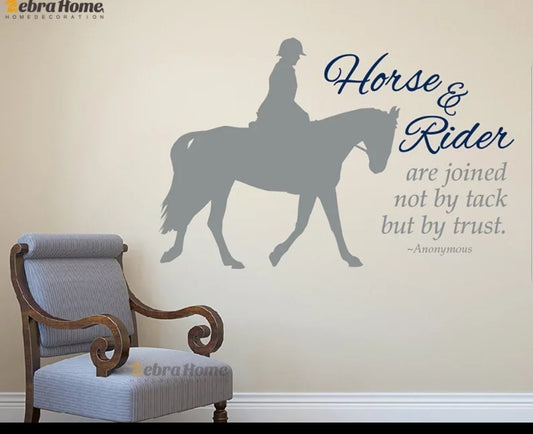 Vinyl PVC sticker wall art ''horse and rider are joined by trust not tack" - Robyn's Tack Room 