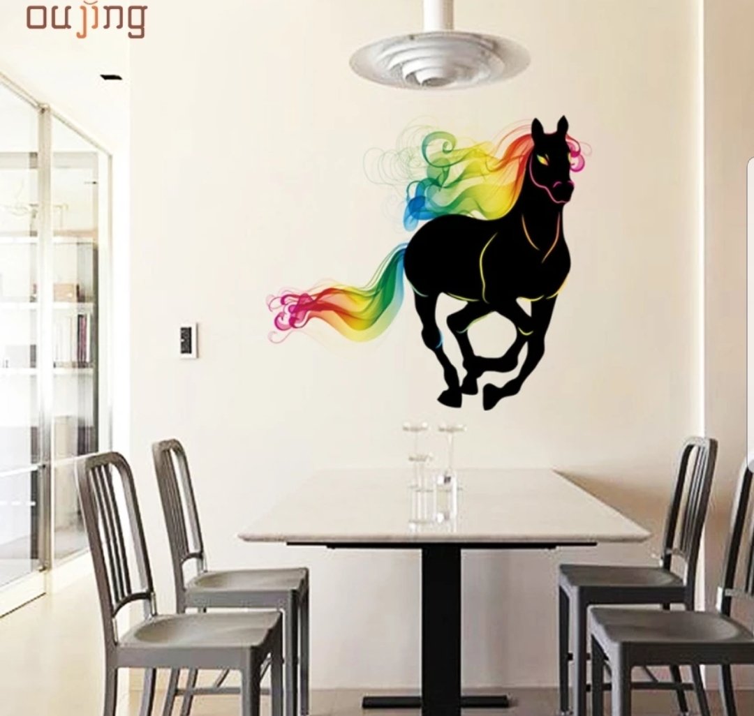 Vinyl PVC sticker wall art 'rainbow horse' 80cm x 90cm - Robyn's Tack Room 