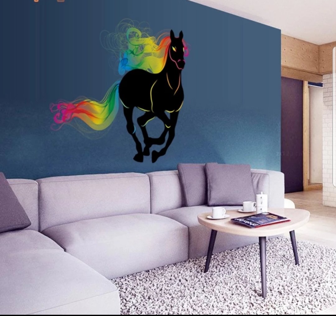 Vinyl PVC sticker wall art 'rainbow horse' 80cm x 90cm - Robyn's Tack Room 