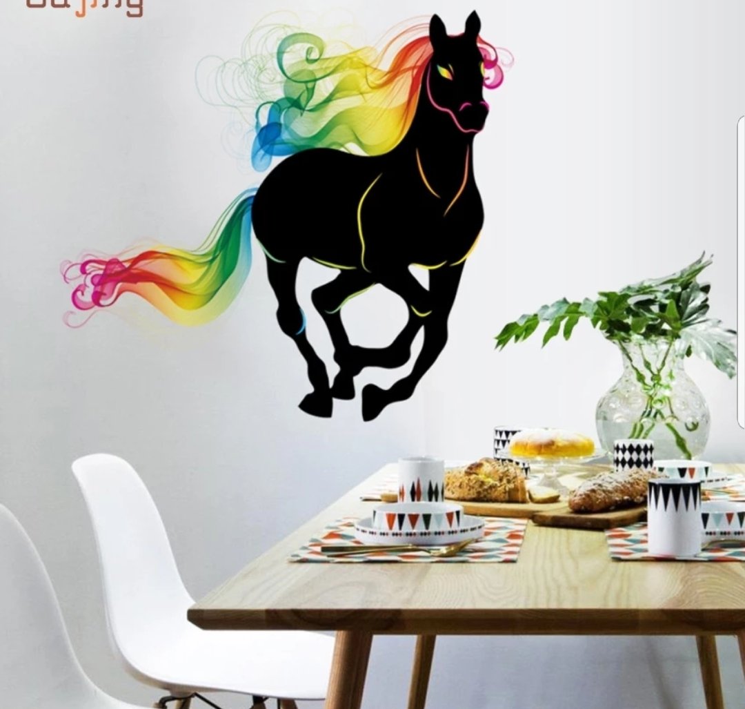 Vinyl PVC sticker wall art 'rainbow horse' 60cm x 60cm - Robyn's Tack Room 
