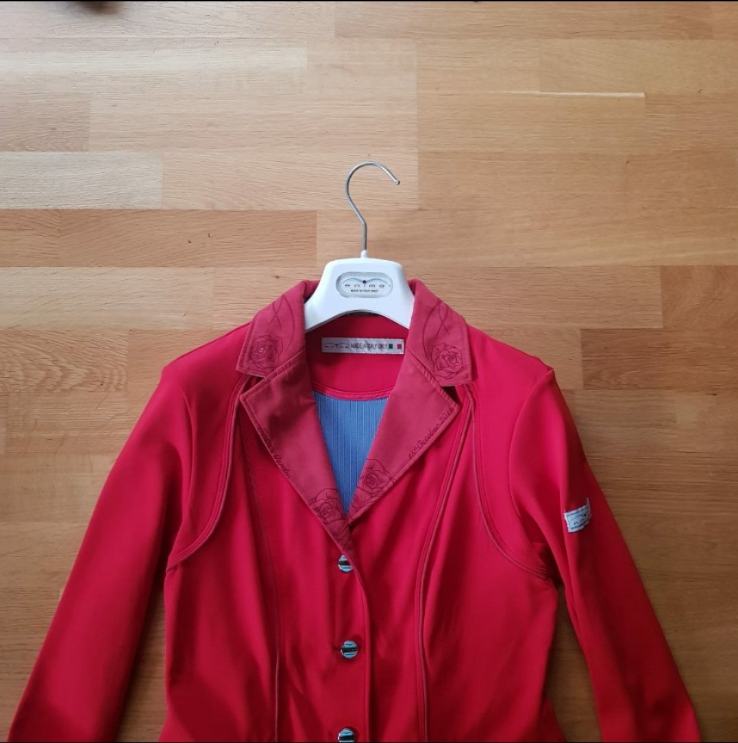 Animo red show jacket, ladies size 10 (i42) - Robyn's Tack Room 