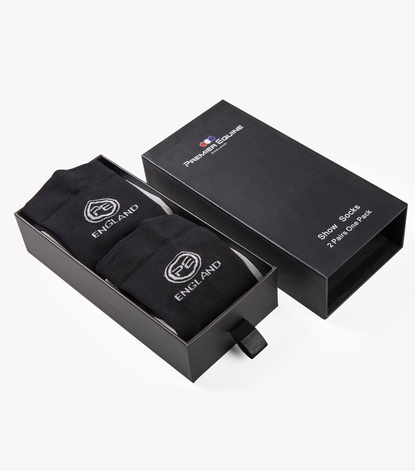 Premier Equine Adults Thin Competition Socks (Black) - 2 pairs in a gift box