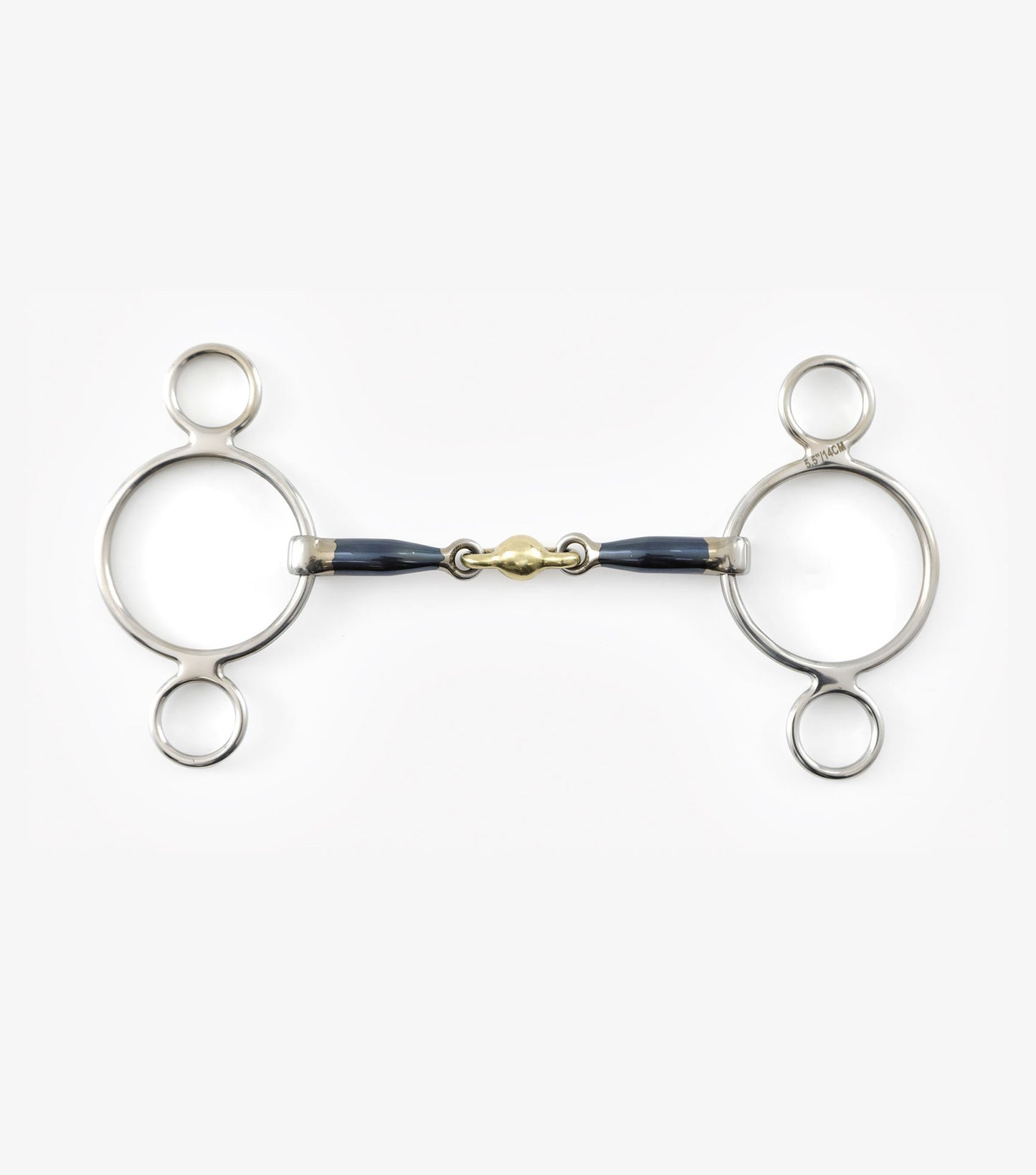 Premier Equine Blue Sweet Iron Two Ring Gag with Brass Alloy Lozenge