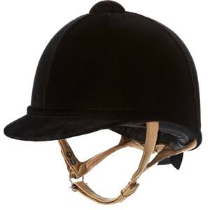 Charles Owen black velvet Fian helmet, size 56