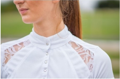 Hy Equestrian navy lace show shirt ladies 12 - white
