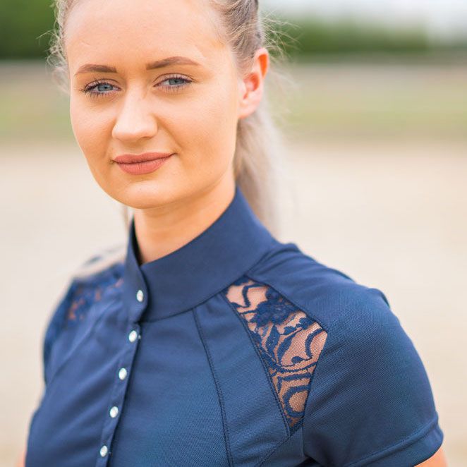 Hy Equestrian navy lace show shirt ladies 14 - navy